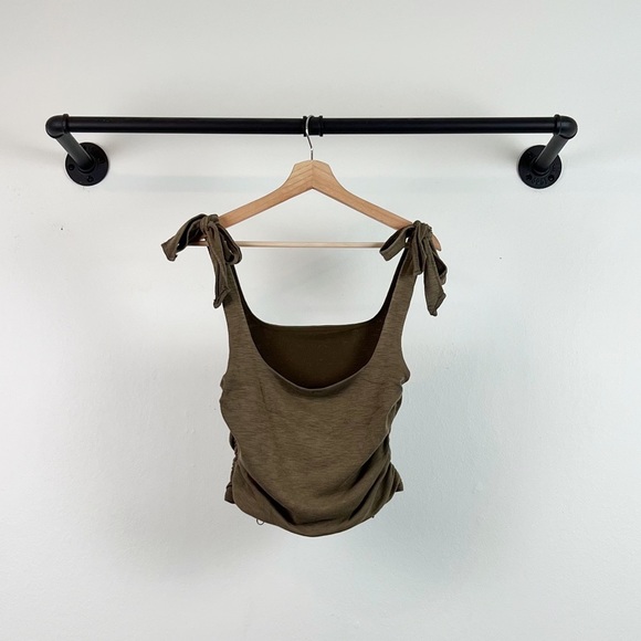 NWT Free People Boulevard Ruched Tie Strap Tank Top in Oregano - Picture 8 of 9